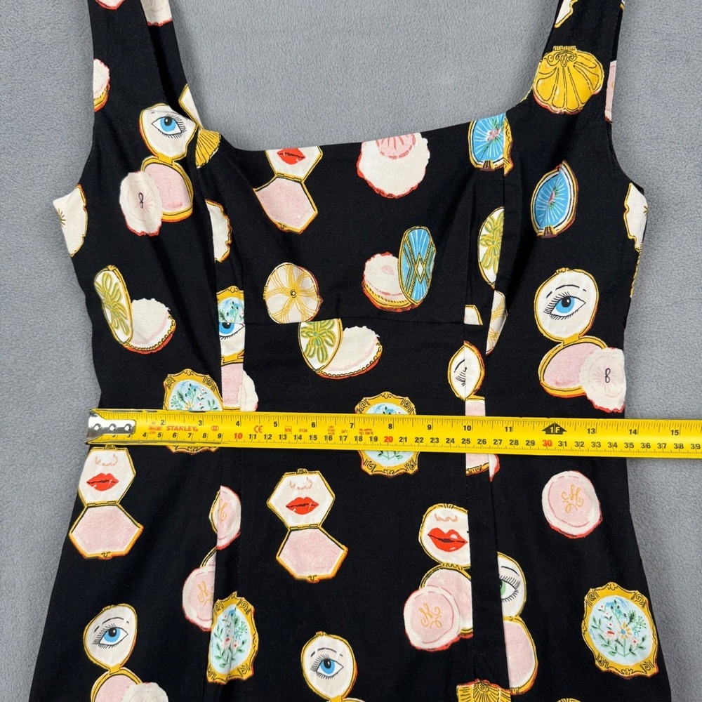 Maeve Anthropologie Danielle Kroll Makeup Compact Print Sheath Dress Black S - Picture 5 of 9